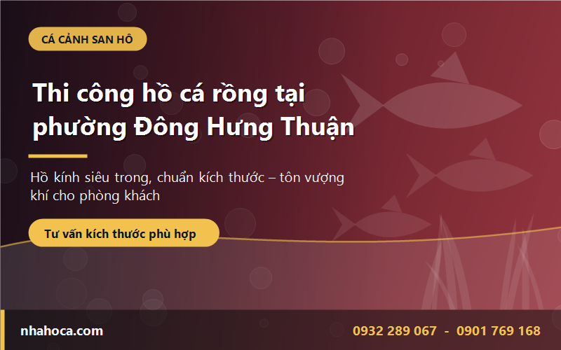 Thi công hồ cá rồng tại phường Đông Hưng Thuận - hồ kính siêu trong đúng kích thước